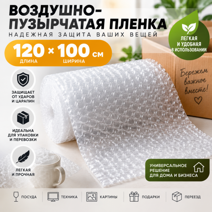 Лист из воздушно-пузырчатой пленки 120*100 см